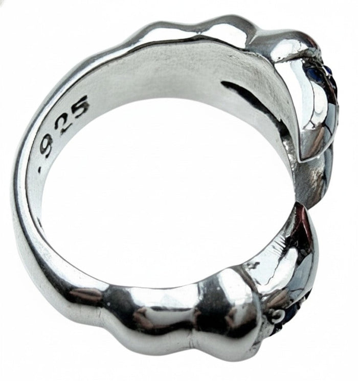 925 sterling silver hallmark stamp inside gothic claw ring band proving authenticity