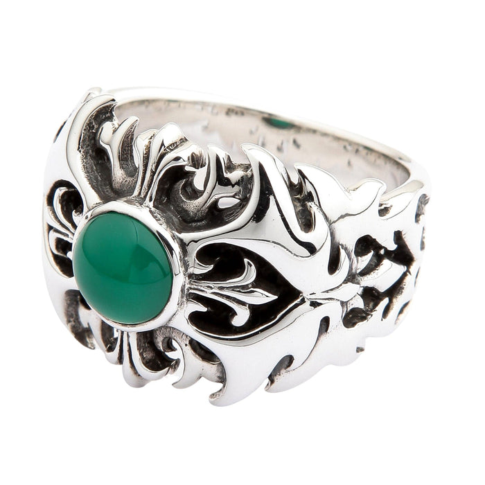 Green Agate 925 Sterling Silver Tribal Men's Ring [2]