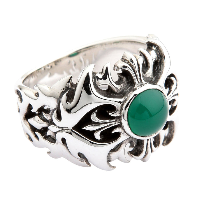 Green Agate 925 Sterling Silver Tribal Men's Ring [3]