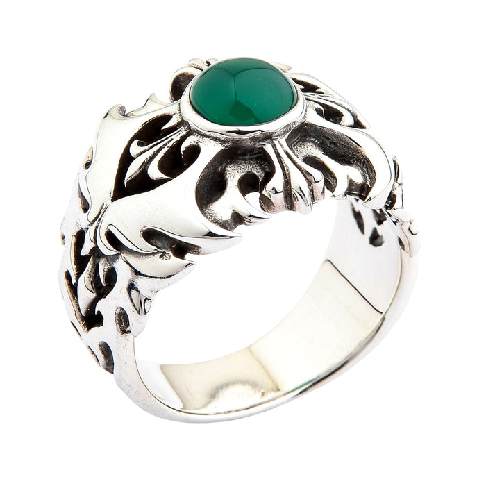 Green Agate 925 Sterling Silver Tribal Men's Ring [4]