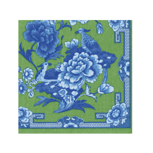 Caspari Party Green and Blue Toile Cocktail Napkins