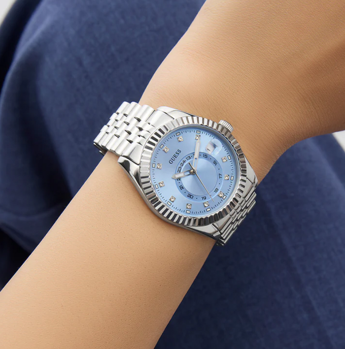 GUESS Ladies Silver Tone Multi-function - GW0936L1