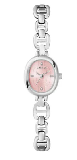 Guess Women's Silver Tone Pink Analog Watch - GW0982L1