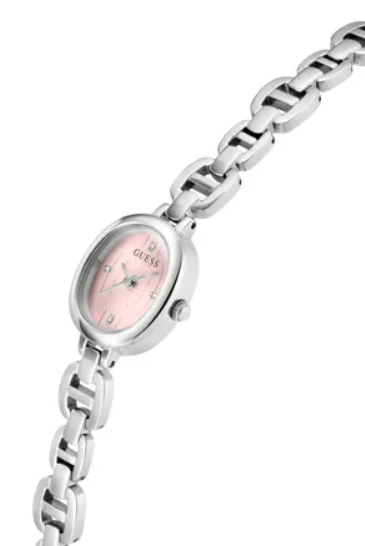 Guess Women's Silver Tone Pink Analog Watch - GW0982L1