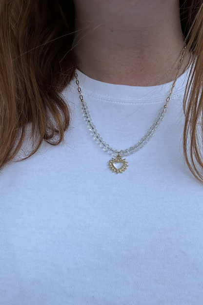 Half Beaded Necklace w/Charm