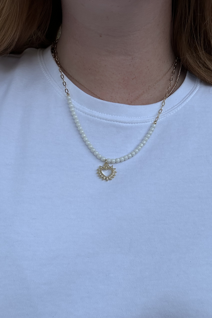 Half Beaded Necklace w/Charm