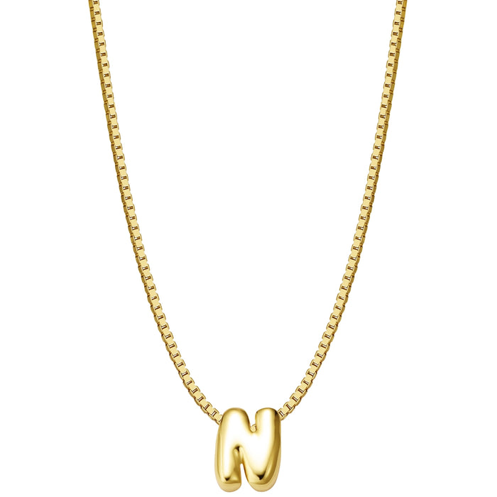 Halskette Bubble Letter N gold