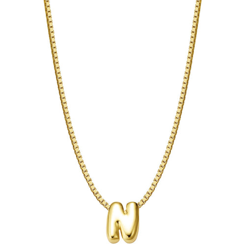 Halskette Bubble Letter N gold