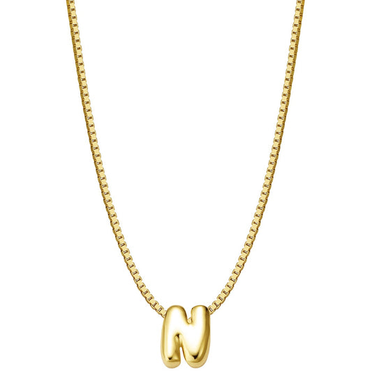 Halskette Bubble Letter N gold