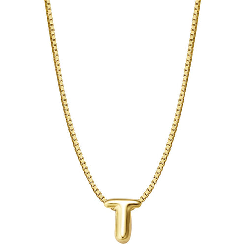 Halskette Bubble Letter T gold