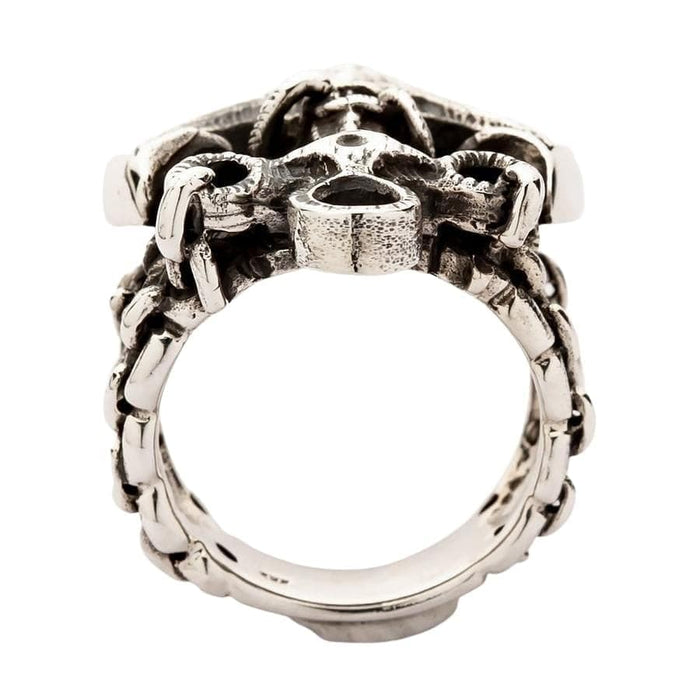 The inside band of the solid silver mariner's anchor ring.