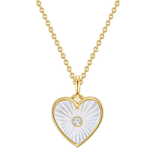 Herz Kette gold Perlmutt