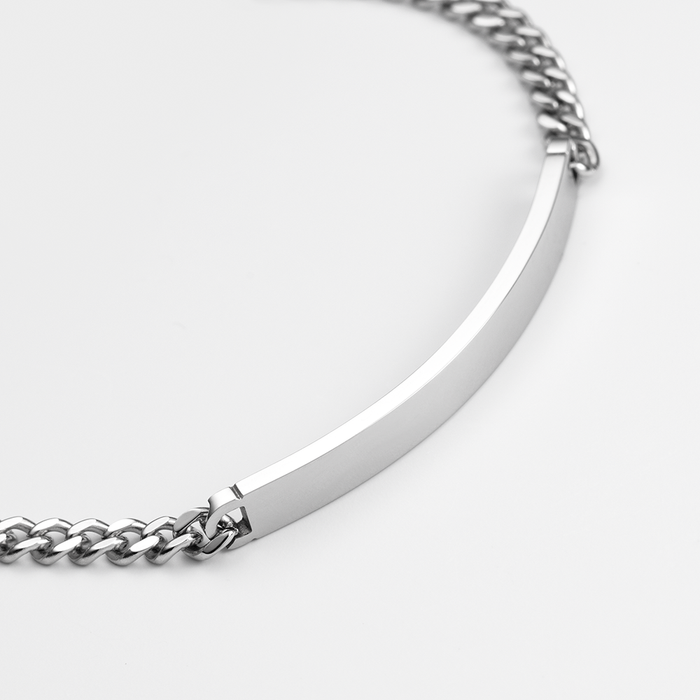 Men's Engravable ID Armkette Silber