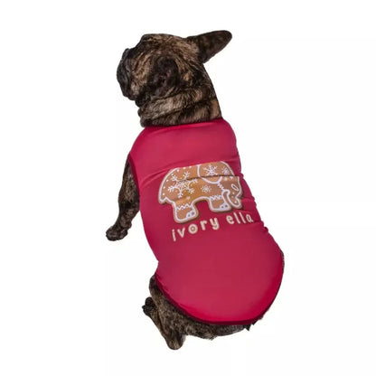 Barker's Bowtique Tee's Ivory Ella Snowflake GingerBread Elephant Pet Tank