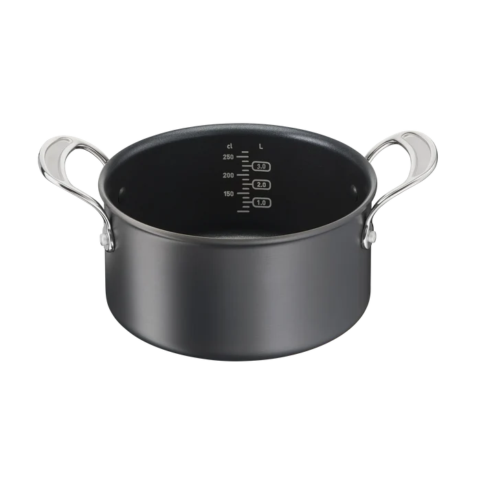 Jamie Oliver by Tefal Cooks Classic Non-Stick Induction Hard Anodised Stewpot + Lid 24cm/5L with measuring indicator marks