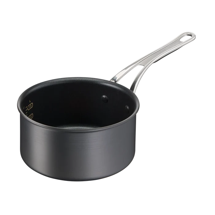 Jamie Oliver by Tefal Cooks Classic Non-Stick Induction Hard Anodised Saucepan 18cm lid removed
