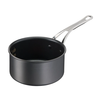 Jamie Oliver by Tefal Cooks Classic Non-Stick Induction Hard Anodised Saucepan 18cm lid removed