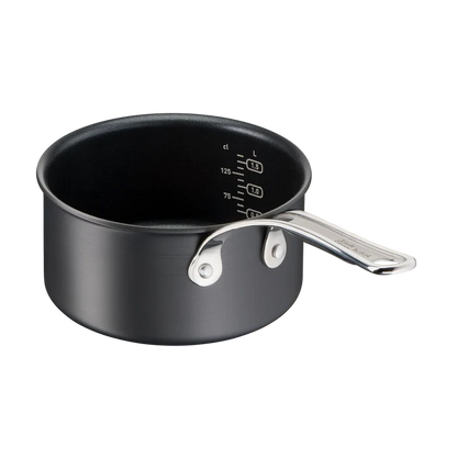 Jamie Oliver by Tefal Cooks Classic Non-Stick Induction Hard Anodised Saucepan + Lid 18cm with measuring marks