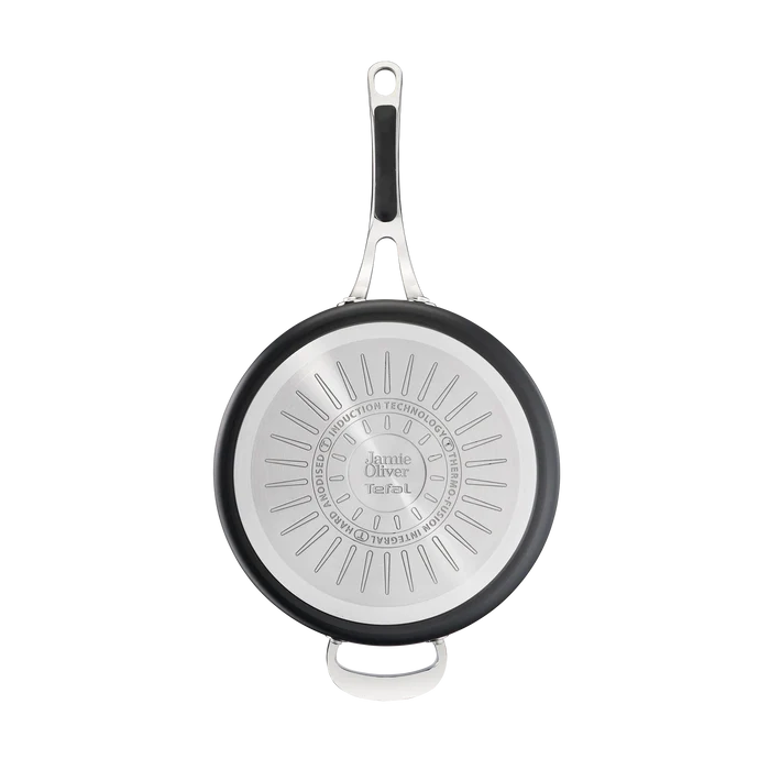 Jamie Oliver by Tefal Cooks Classic Non-Stick Induction Hard Anodised Sautepan + Lid 26cm induction base