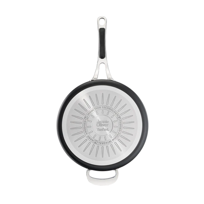 Jamie Oliver by Tefal Cooks Classic Non-Stick Induction Hard Anodised Sautepan + Lid 26cm induction base