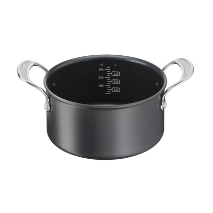 Jamie Oliver by Tefal Cooks Classic Non-Stick Induction Hard Anodised Stewpot + Lid 24cm/5L with measuring indicator marks