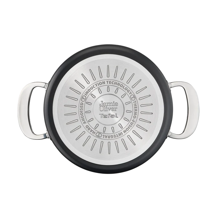 Jamie Oliver by Tefal Cooks Classic Non-Stick Induction Hard Anodised Stewpot + Lid 24cm/5L induction base