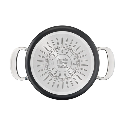 Jamie Oliver by Tefal Cooks Classic Non-Stick Induction Hard Anodised Stewpot + Lid 24cm/5L induction base