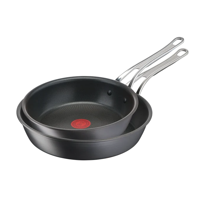 Jamie Oliver by Tefal Cooks Classic Non-Stick Induction Hard Anodised Twinpack Frypan Set 24/28cm