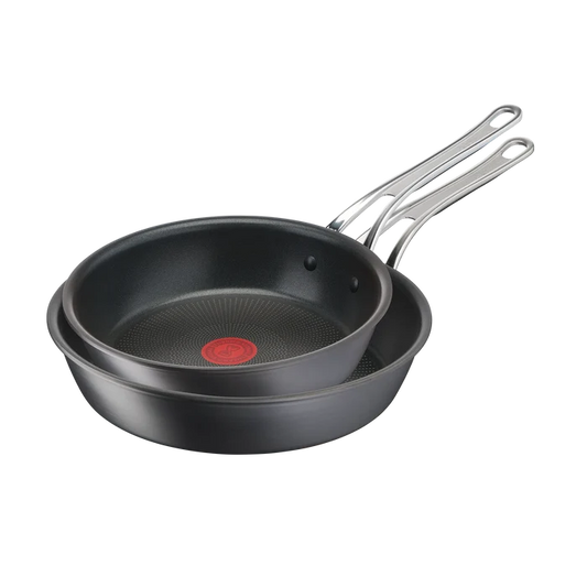 Jamie Oliver by Tefal Cooks Classic Non-Stick Induction Hard Anodised Twinpack Frypan Set 24/28cm