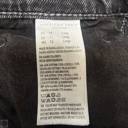 Jeans Wide Leg By American Eagle In Black Denim, Size: 12