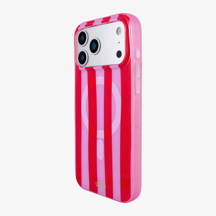 Jelly Stripe MagSafe® Compatible iPhone Case - Pink / Red