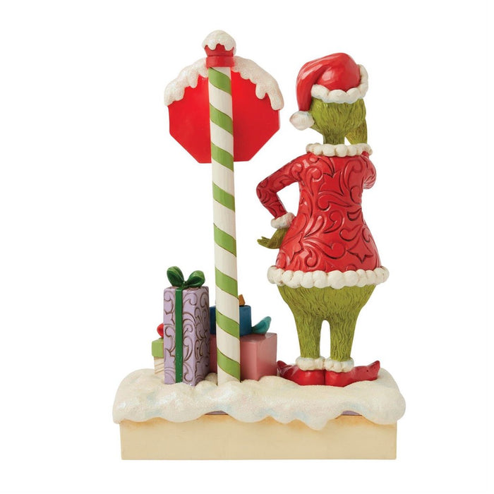 Jim Shore Grinch By Stop Sign LED Figurine