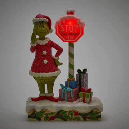 Jim Shore Grinch By Stop Sign LED Figurine