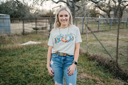Just a Little Wild Aztec Graphic T-shirtCreamS