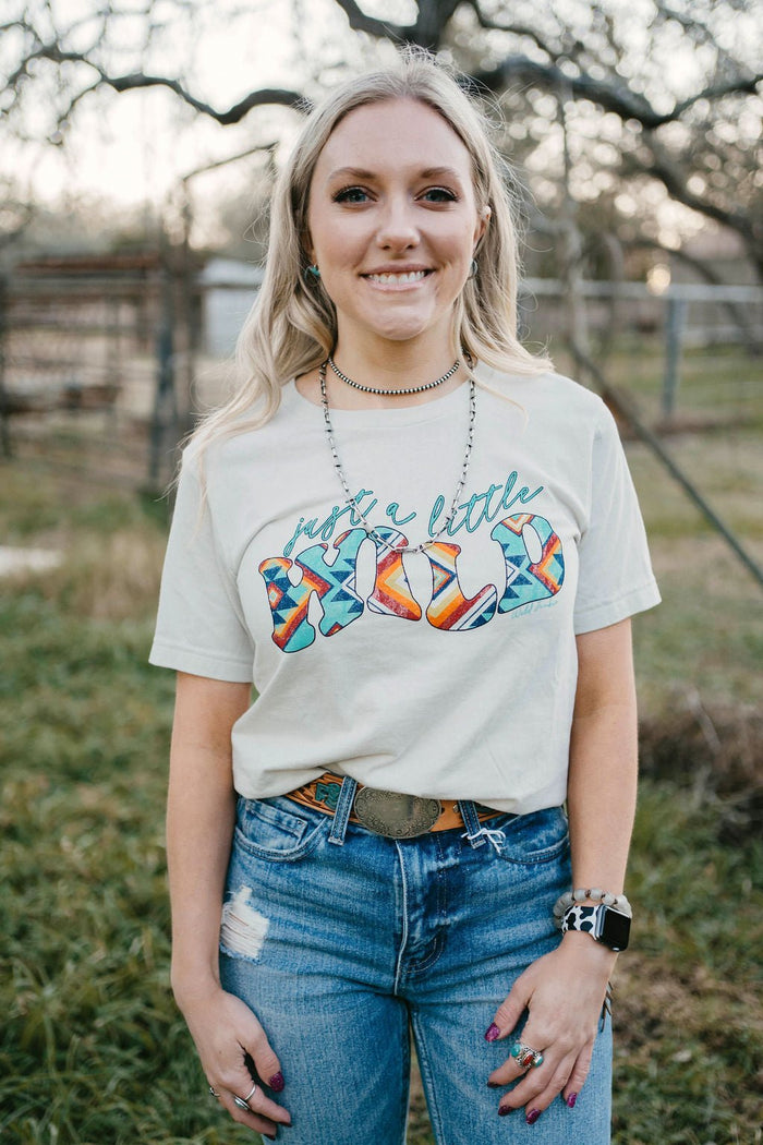 Just a Little Wild Aztec Graphic T-shirtCreamS