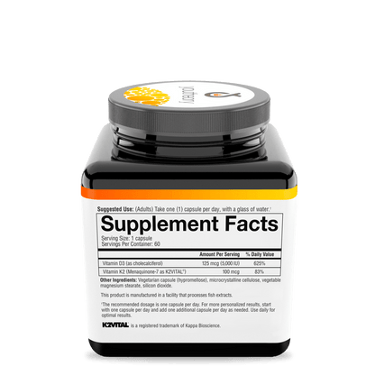 K2D3.92035 Youtheory K2D3 Capsules 60 Capsules Nutrition Facts Panel