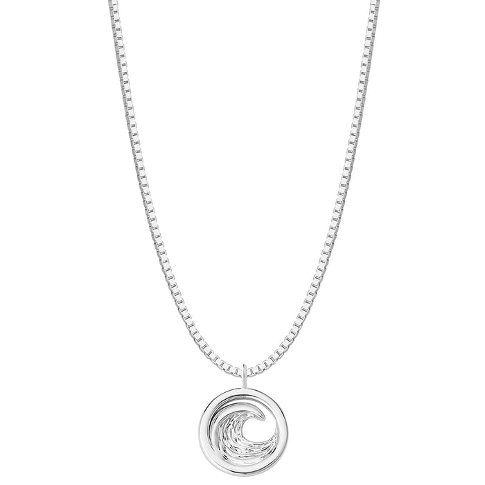 Kasten-Kette mit Anhänger Welle silber