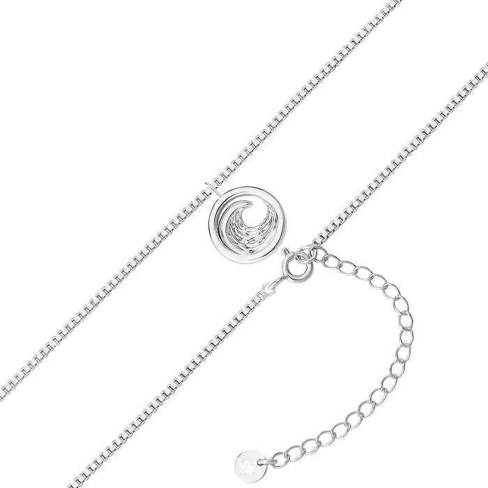 Kasten-Kette mit Anhänger Welle silber
