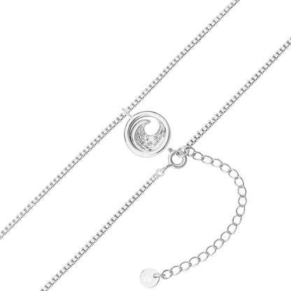 Kasten-Kette mit Anhänger Welle silber