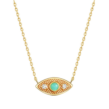Kette ALLSEHENDES AUGE mit Jade/Zirkonia gelbgold