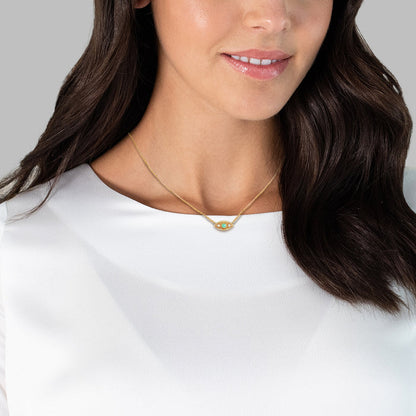 Kette ALLSEHENDES AUGE mit Jade/Zirkonia gelbgold