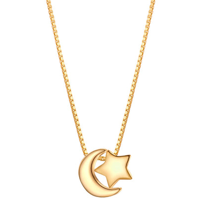 Kette mit Anhänger Mond   Sterne gold
