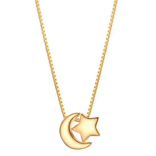 Kette mit Anhänger Mond   Sterne gold