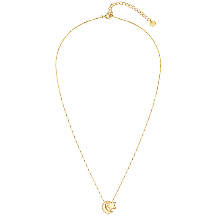 Kette mit Anhänger Mond   Sterne gold