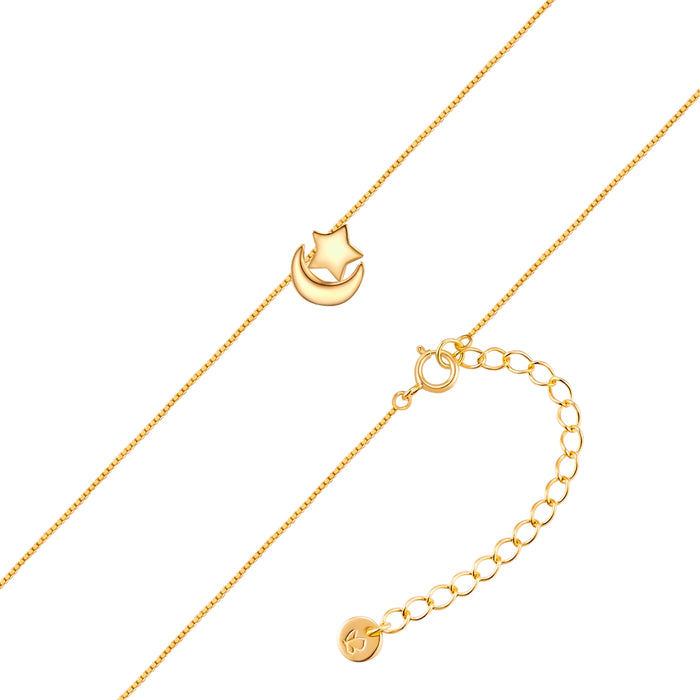 Kette mit Anhänger Mond   Sterne gold