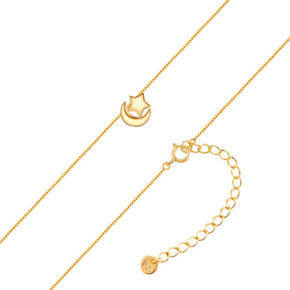 Kette mit Anhänger Mond   Sterne gold