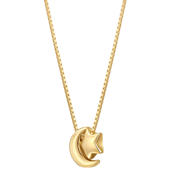 Kette mit Anhänger Mond   Sterne gold