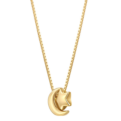 Kette mit Anhänger Mond   Sterne gold