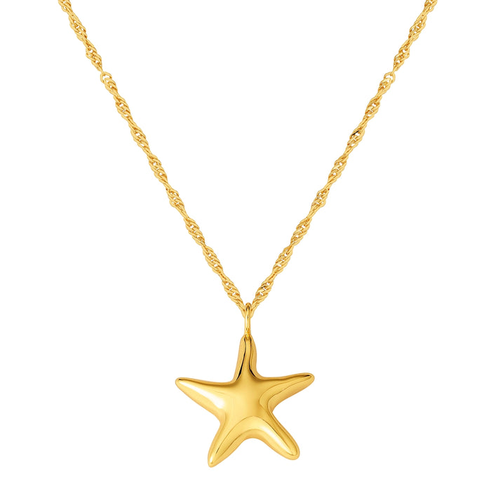 Kordel-Kette mit Seestern-Anhänger gold