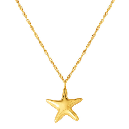 Kordel-Kette mit Seestern-Anhänger gold